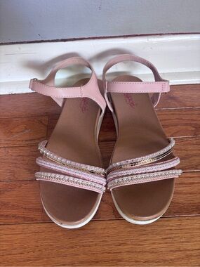 Jellypop Blush Pink Beaded Ankle-Strap Sandals